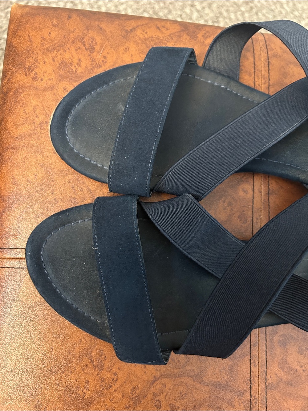 Navy Strappy Elastic Sandals - Picture 6 of 6